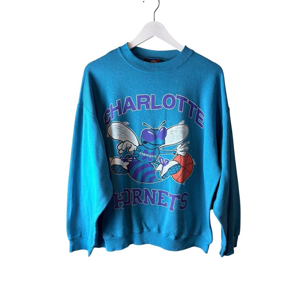 Vintage Charlotte Hornets Sweatshirt Jostens Sportswear NBA Teal 90s USA XL